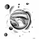 the Planet Mars with phobos and deimo. be careful with the atmosphere tattoo design idea