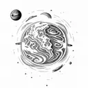 the Planet Mars with phobos and deimo. be careful with the atmosphere tattoo design idea