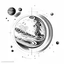 the Planet Mars with phobos and deimo. be careful with the atmosphere tattoo design idea