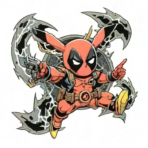 Deadpool pikachu and lightning bolt tattoo design idea