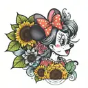 Minnie Mouse and sunflower and rainbow colored   tattoo design idea