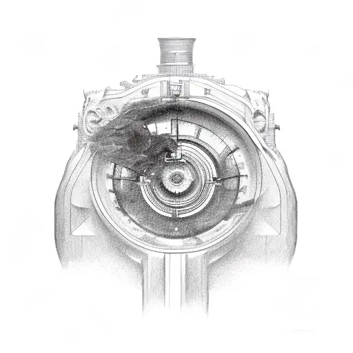 engine piston tattoo design idea