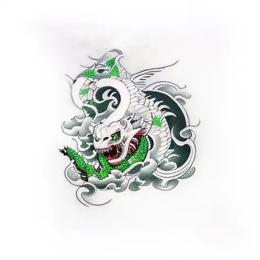 ryujin with poison ivy tattoo design idea