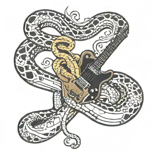 a Eletric telecaster guitar with a snake rapping around the neck of the guitar  tattoo design idea