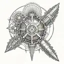 An intricate mandala design incorporating elements of a helldiver's gear and equipment tattoo design idea