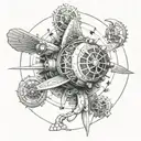 An intricate mandala design incorporating elements of a helldiver's gear and equipment tattoo design idea