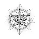 3 pointed star surounded by a pentagram surroinded by a septogram woth an eye in the centre tattoo design idea