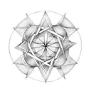 3 pointed star surounded by a pentagram surroinded by a septogram woth an eye in the centre tattoo design idea