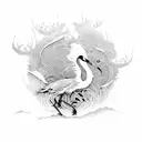 japanese crane  tattoo design idea
