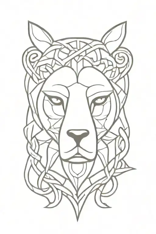 norse viking, bear head, celtic knotwork, symmetrical tattoo design idea