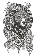 norse viking, bear head, celtic knotwork, symmetrical tattoo design idea