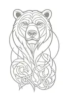 norse viking, bear head, celtic knotwork, symmetrical, imposing, powerful, grizzly bear tattoo design idea