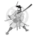 Anime-inspired samurai engaging in a fierce sword fight tattoo design idea