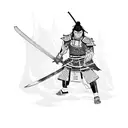 Anime-inspired samurai engaging in a fierce sword fight tattoo design idea