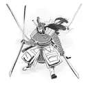 Anime-inspired samurai engaging in a fierce sword fight tattoo design idea