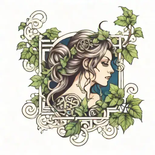 labyrinth and ivy tattoo design idea