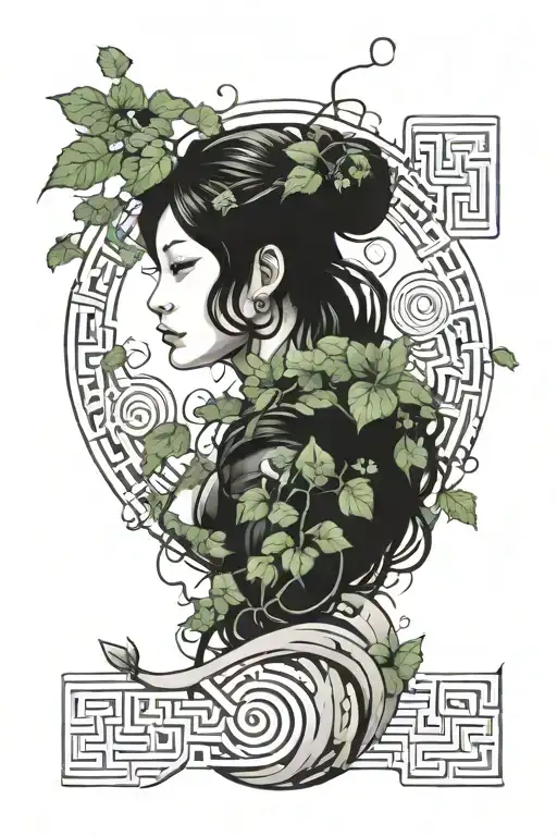 ivy inside of labyrinth representing tattoo design idea