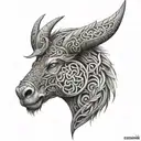 The design incorporates elements of Celtic art, Norse mythology, and Viking culture tattoo design idea
