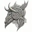 The design incorporates elements of Celtic art, Norse mythology, and Viking culture tattoo design idea