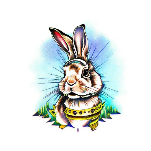 rabbit, steampunk, tribal, bio mechanical tattoo design idea