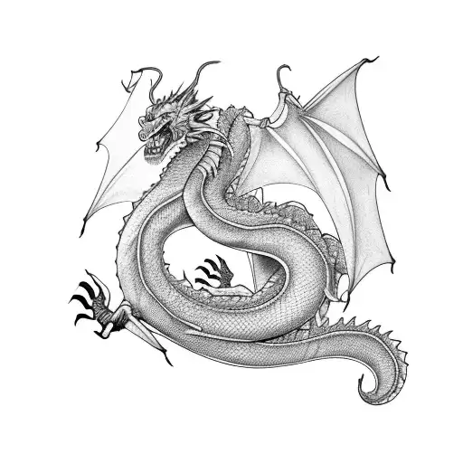 the dragon is crawling up tattoo design idea