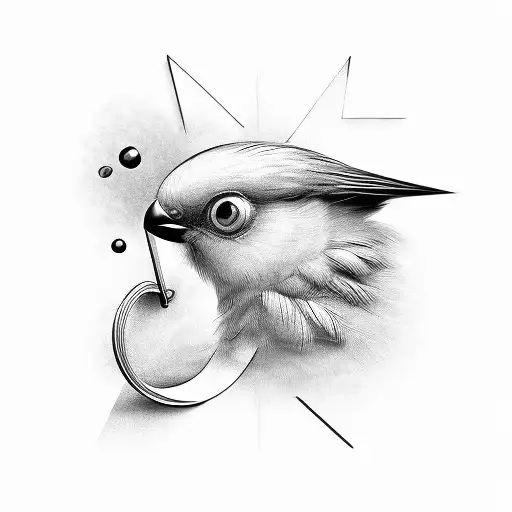 the letter M implemented into a bird tattoo design idea