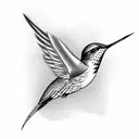 humming bird with a hawk feather tattoo design idea