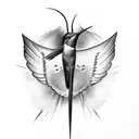 humming bird with a hawk feather tattoo design idea