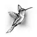 humming bird with a hawk feather tattoo design idea