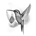 humming bird with a hawk feather tattoo design idea