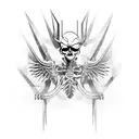 Cyber sigil skeleton wings  tattoo design idea