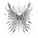 Cyber sigil skeleton wings  tattoo design idea