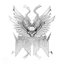 Cyber sigil skeleton wings  tattoo design idea