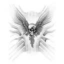 Cyber sigil skeleton wings  tattoo design idea