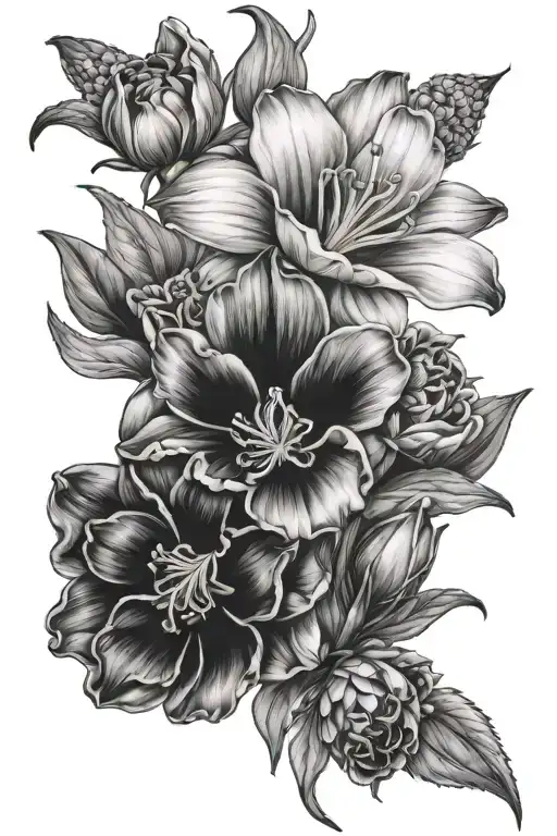 December and June birth flowers tattoo design idea