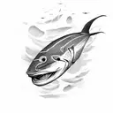 Spearfishing with a conger eel in a shipwreck tattoo design idea