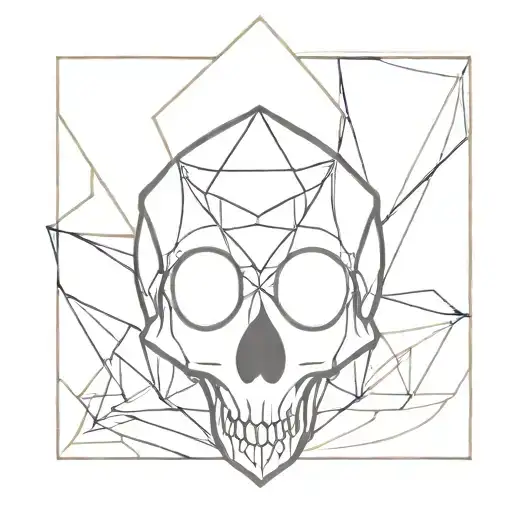mushroom third eye skull rhombus shape outline tattoo design idea