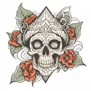mushroom third eye skull rhombus shape outline tattoo design idea