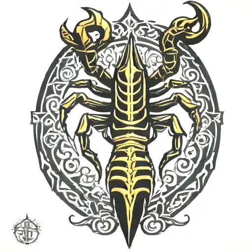 scorpion tribal black dagger tattoo design idea