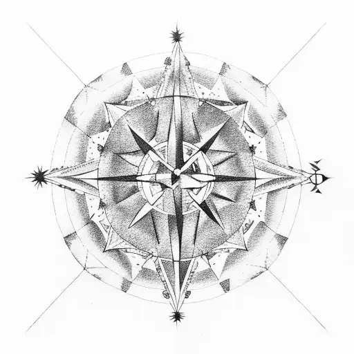 big dipper constellation with compass tattoo design idea