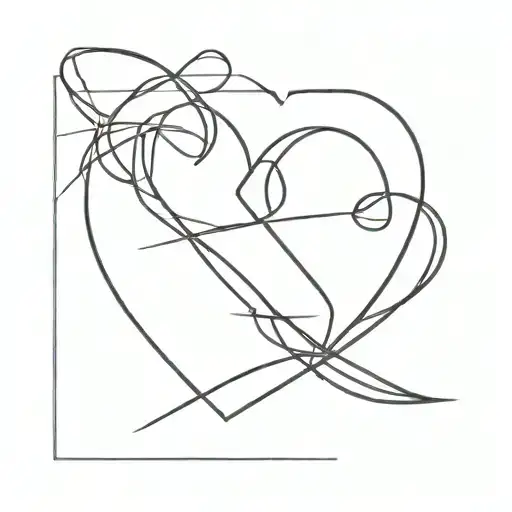 A simple line heart that the line turns into a breast cancer ribbon. Keep it black and white and very simple . tattoo design idea