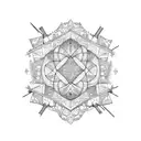 patchwork fine line sleeve tattoo design idea