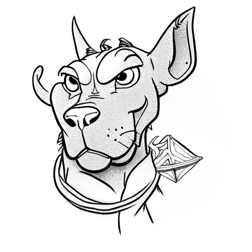 scooby doo with letter A tattoo design idea