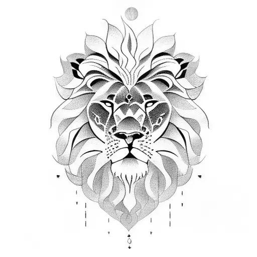 half lion face half greek clock tattoo design idea