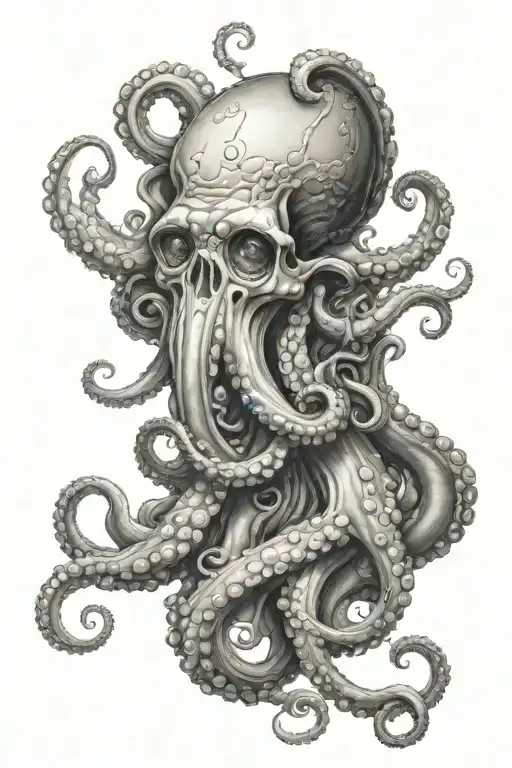 octopus with poison mushroom coming out of it's head tattoo design idea