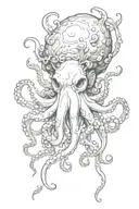 octopus with lots of mushrooms coming out of it's head tattoo design idea