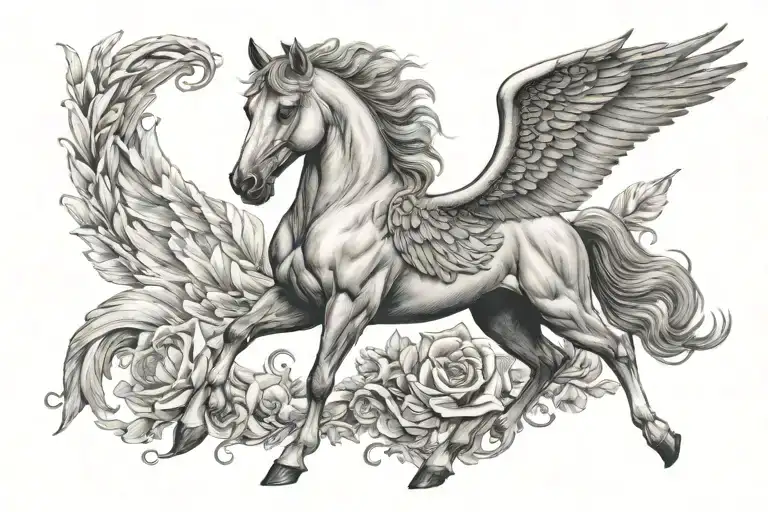 pegasus horse with wings tattoo design idea