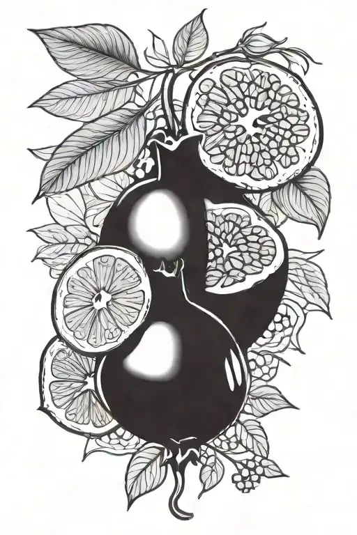 pomegranate kiwi fruit tattoo design idea