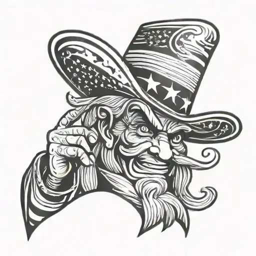 Uncle Sam and Mexican sombrero half and half  tattoo design idea