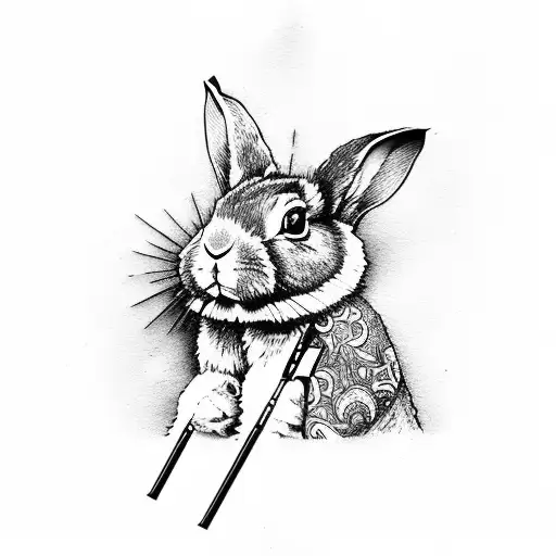 white rabbit outline tattoo